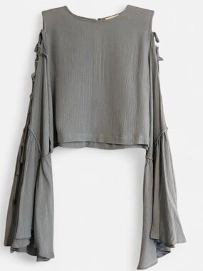 skylar + madison Cropped Lace Up Sleeve Top
